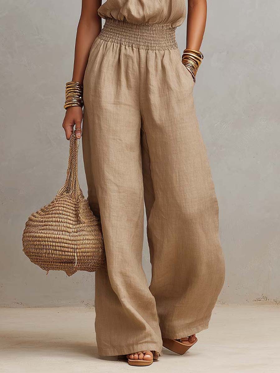 Moxley™ Valeria | Elegant Linen Jumpsuit with Halter Neck