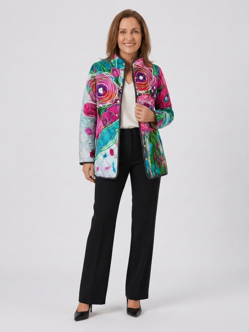 Moxley™ Luxe Watercolour Floral Quilted Jacket - Lucie Collection
