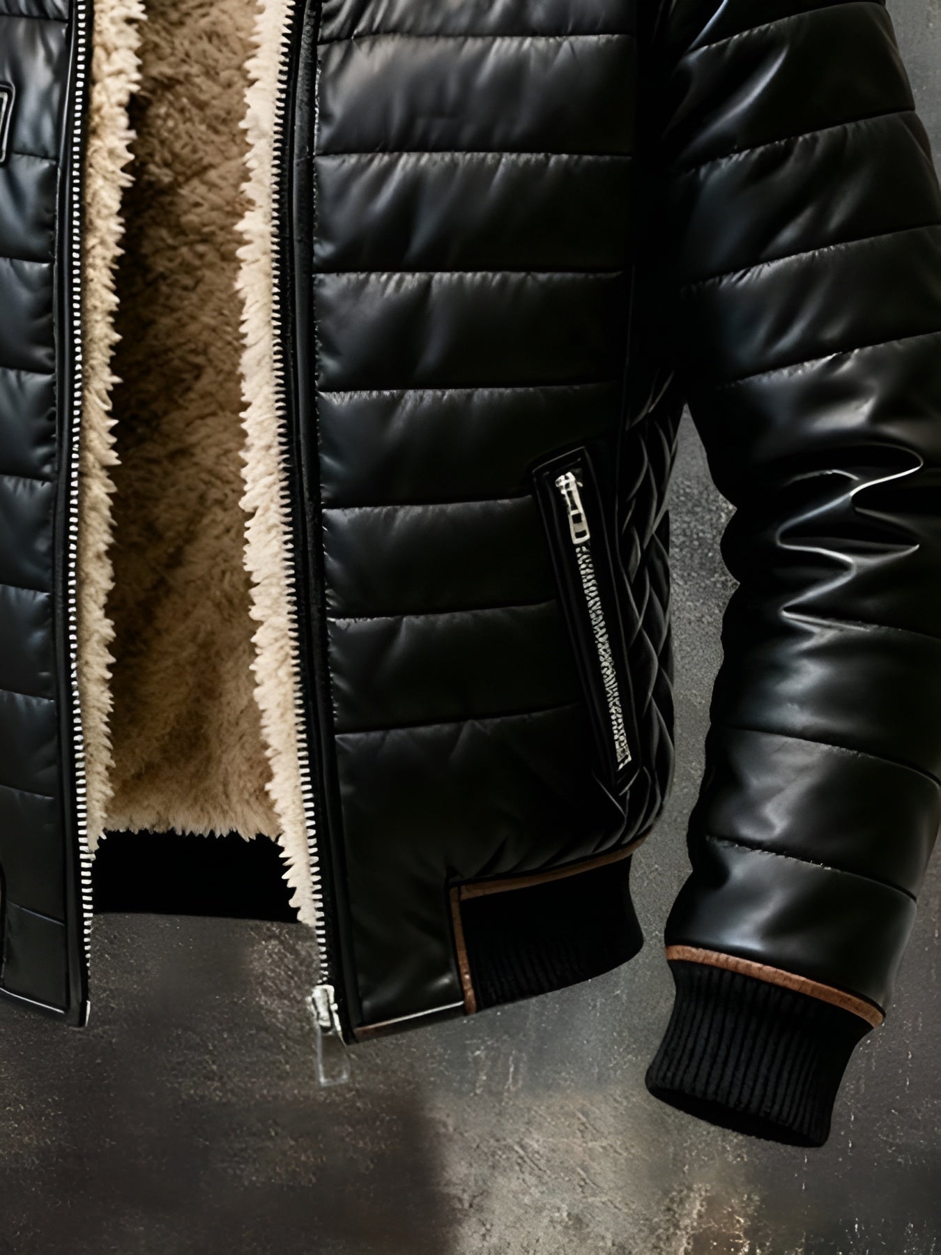 Moxley™ Valero Lyon | Luxe Black Quilted Jacket with Exquisite Sherpa Lining