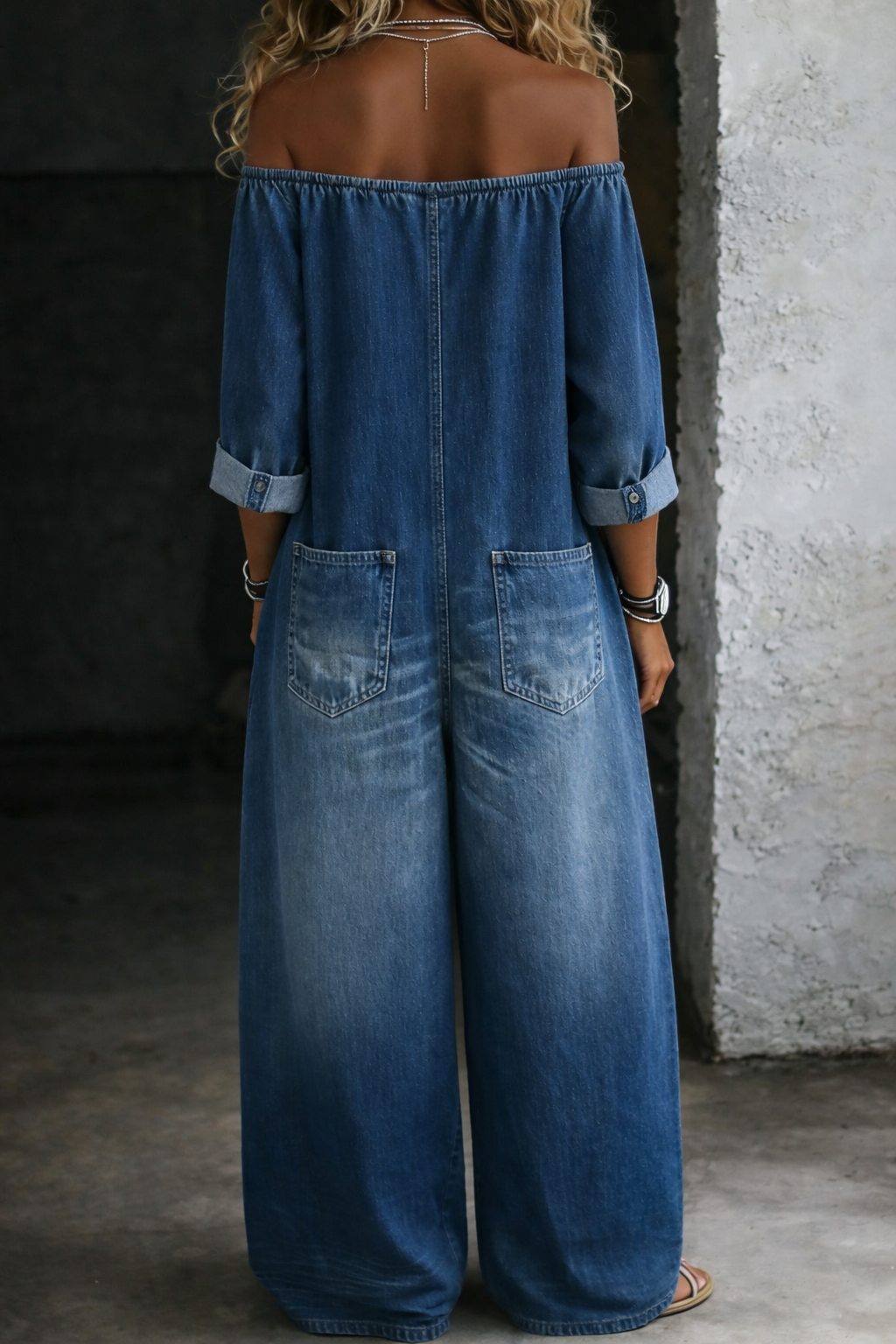 Elena | Jumpsuit with Off-the-Shoulder Design and Long Sleeves