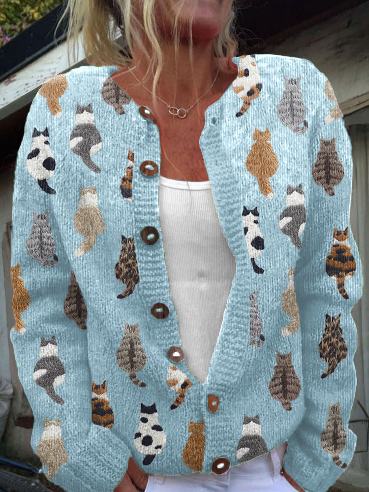 Moxley® | The Feline Motif Knit Cardigan
