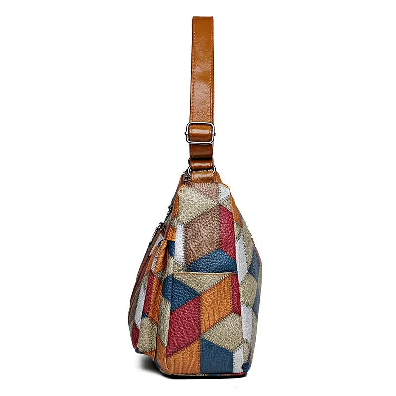 Moxley™ Angie |  Patchwork Leather Shoulder Bag