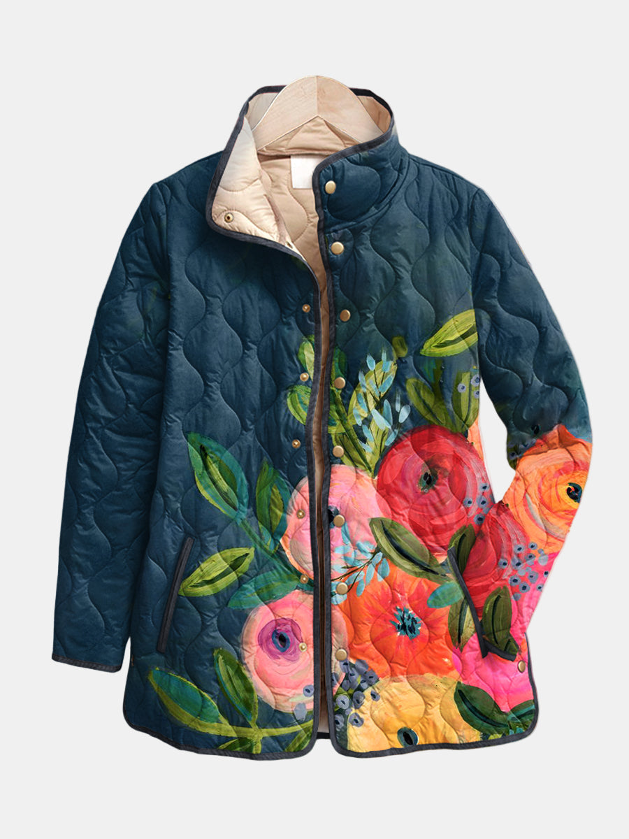 Moxley™ Luxe Quilted Jacket with Exquisite Painted Floral Design - Camille Edition