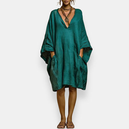Cassienne™ | Oversized Low-Cut Silk Dress