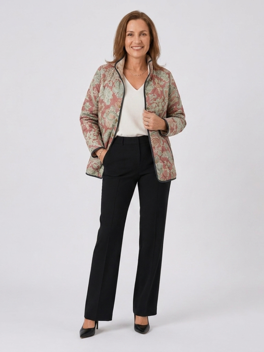 Moxley™ Luxe Quilted Damas Jacket in Terracotta Pauline