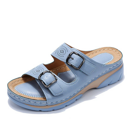 Moxley™ | Elara Soft-Step Buckle Mules