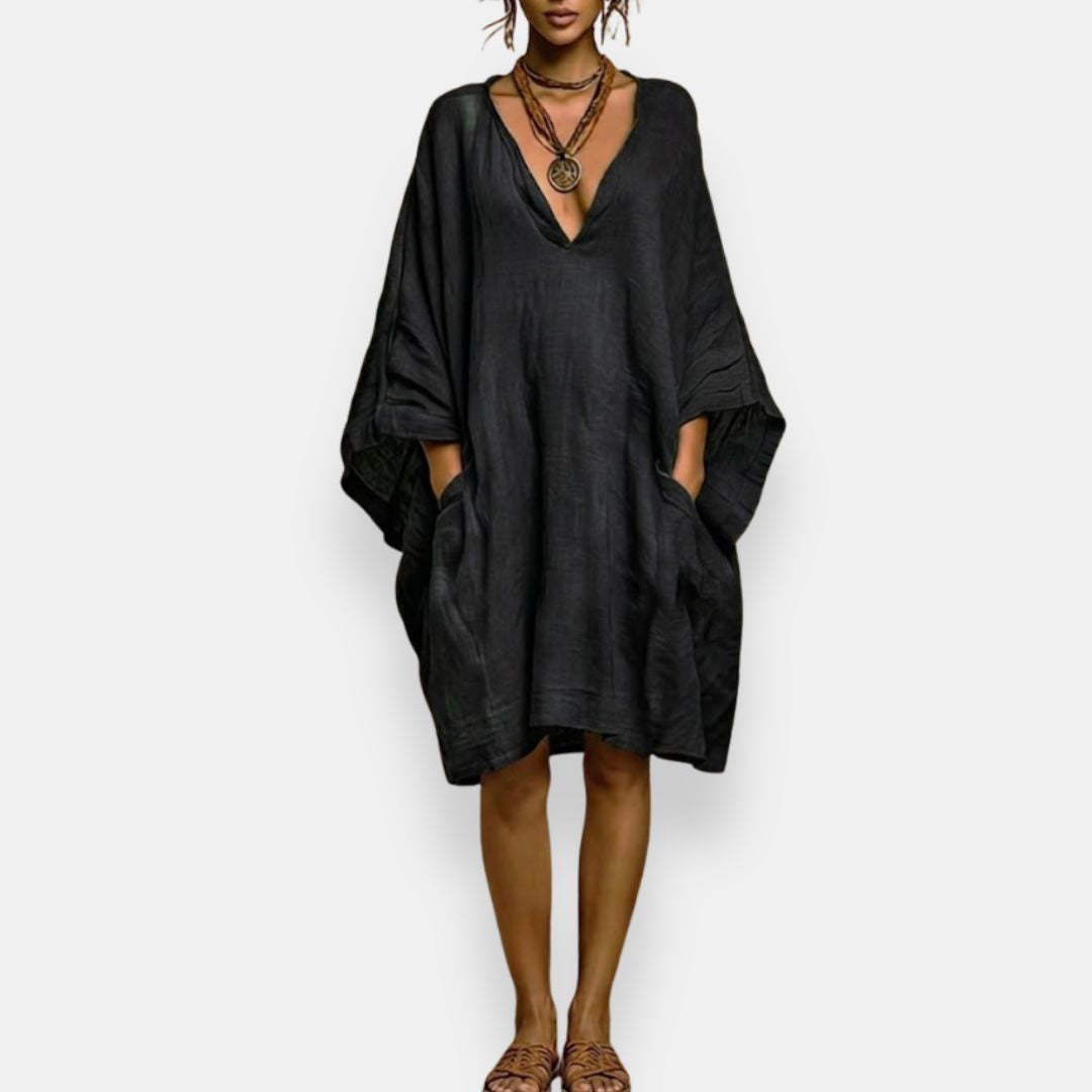 Cassienne™ | Oversized Low-Cut Silk Dress