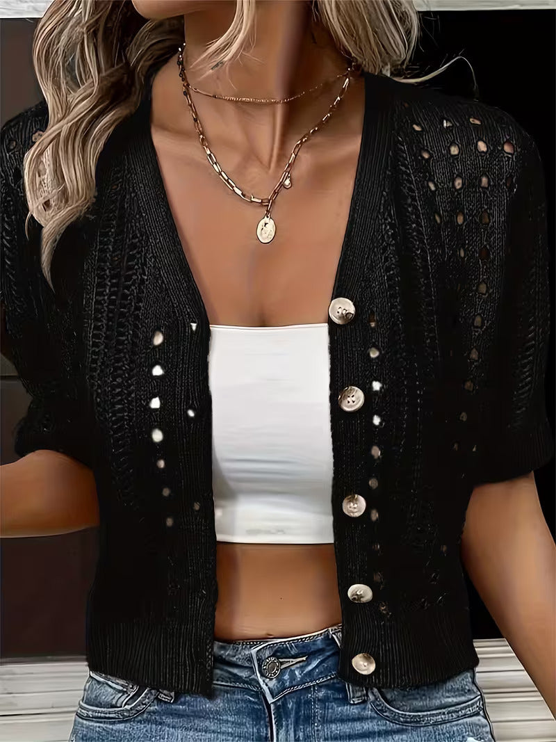 Elena Hollow Knit Cardigan