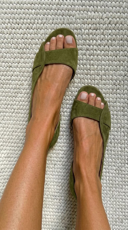Moxley™ Kelly | Casual Low Open-Toe Suede Slingback Mules