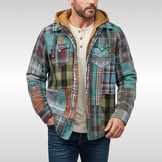 Moxley Richard™ | Checkered PATCHWORK HOODED JACKET , WARMTH WITH PERSONALITY