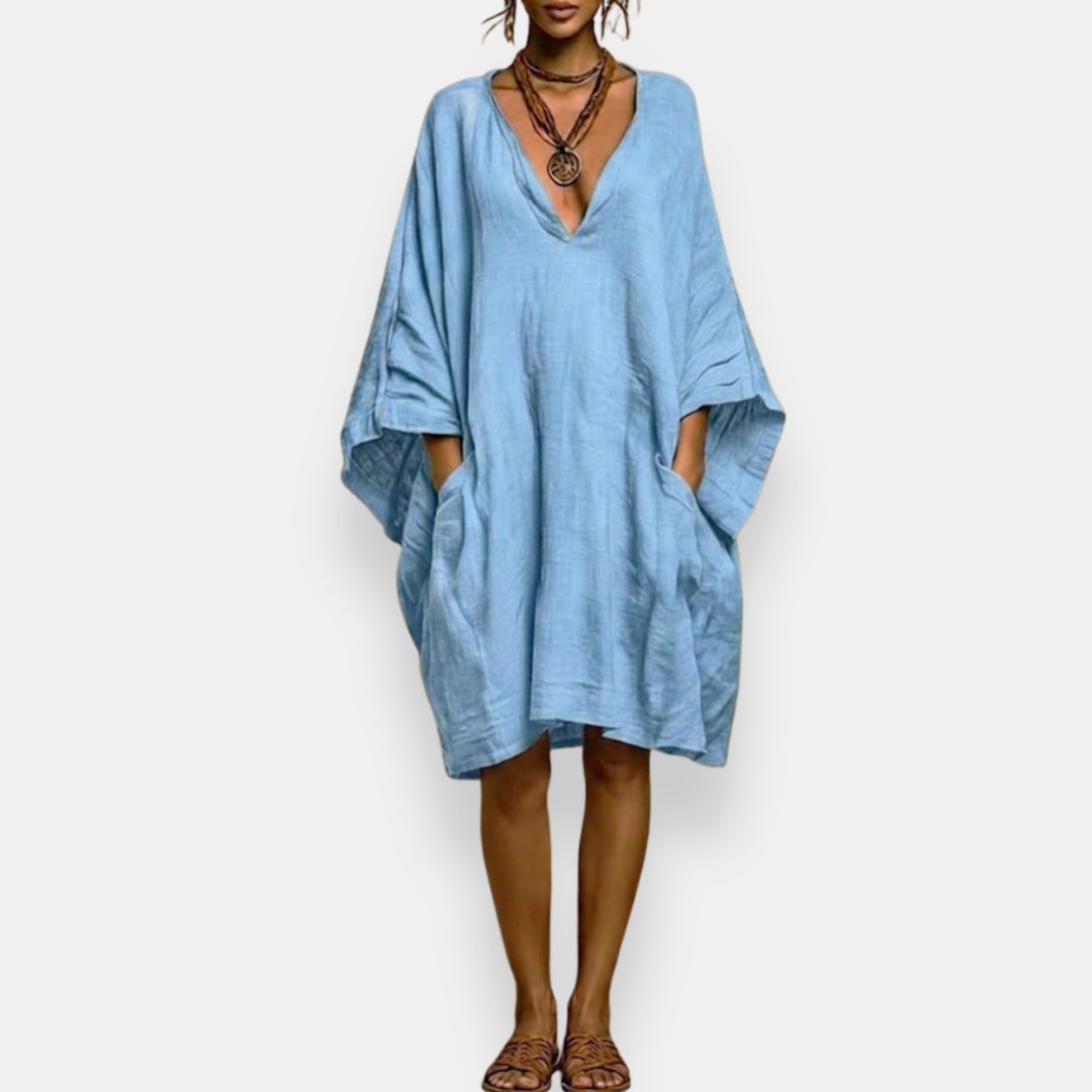 Cassienne™ | Oversized Low-Cut Silk Dress