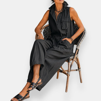Moxley Helen™ | Sleeveless Linen Jumpsuit