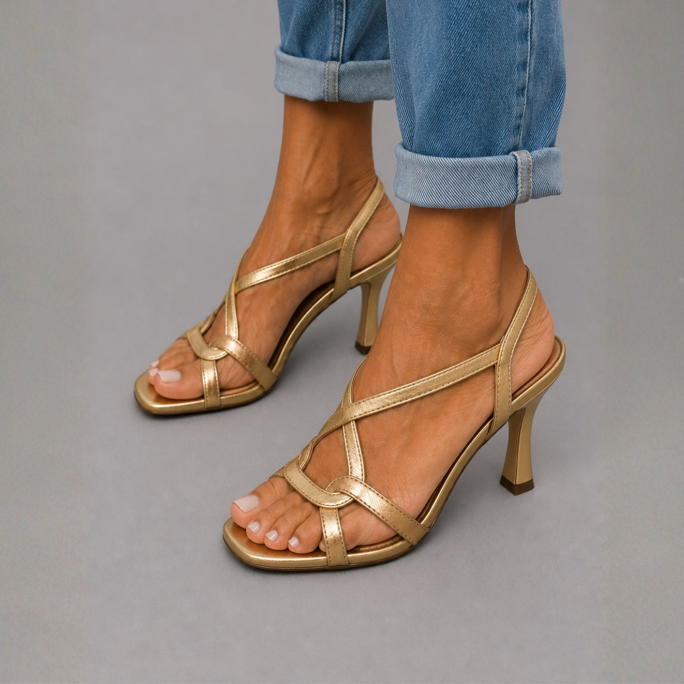 Moxley™ Sylvia | Gold Heel Sandals, Summer Charm Elegance