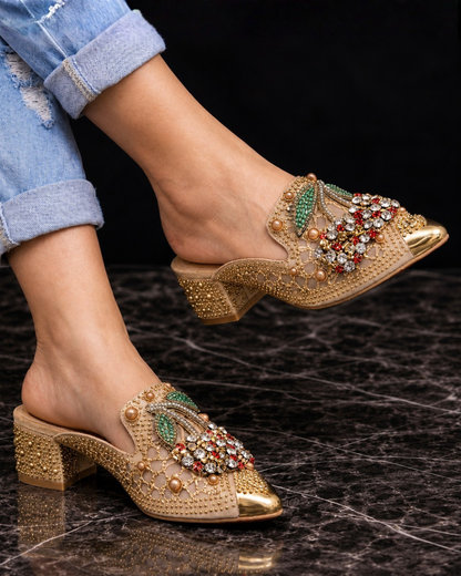 Moxley™ Lucy | Crystal-Embellished Mule with Cherry Detail