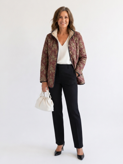 Moxley™ Luxe Quilted Damask Jacket in Rich Plum Sophie
