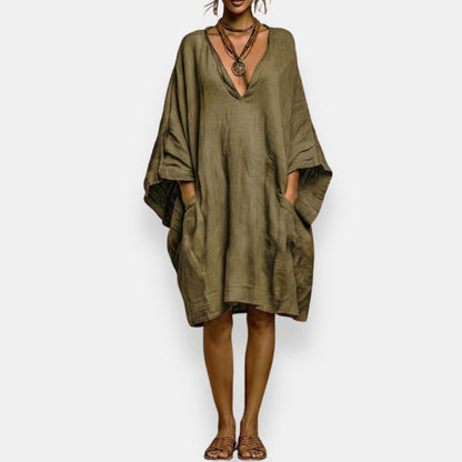 Cassienne™ | Oversized Low-Cut Silk Dress