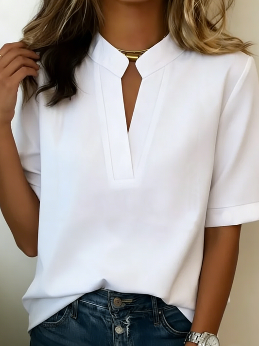 Margaux | Margaux Gold-Bar V-Neck Blouse