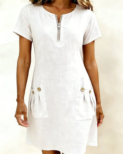 Moxley® | The Linen-Blend Textured Zip-Front Dress