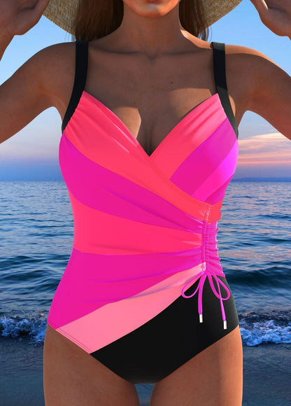 Mercedes™ | Luxury Swimsuit with Racerback Neckline and Multicolor Print