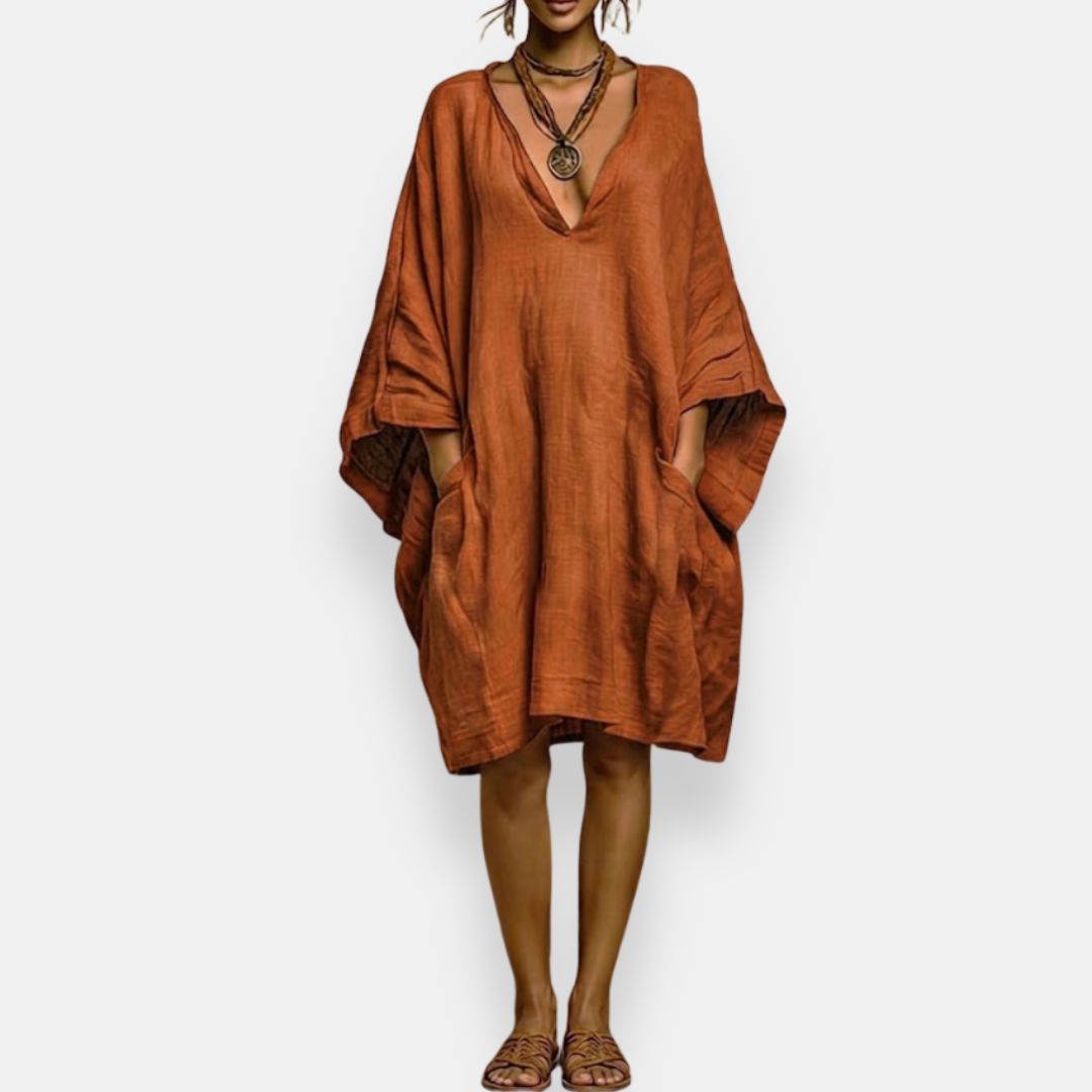 Cassienne™ | Oversized Low-Cut Silk Dress