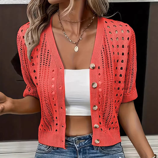 Elena Hollow Knit Cardigan