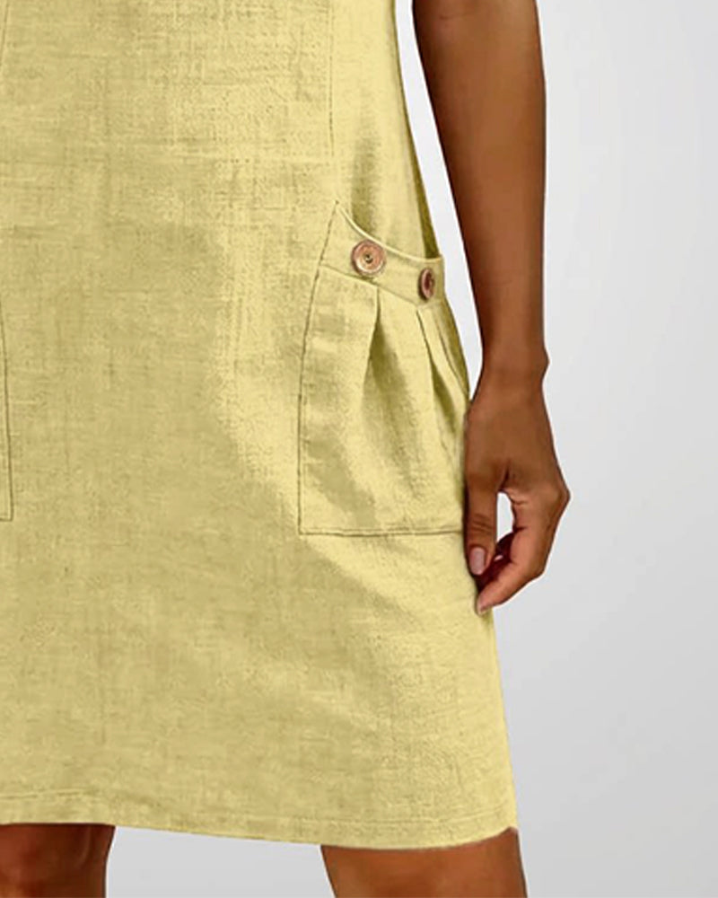 Moxley® | The Linen-Blend Textured Zip-Front Dress