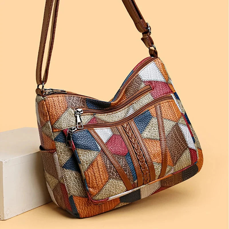 Moxley™ Angie |  Patchwork Leather Shoulder Bag