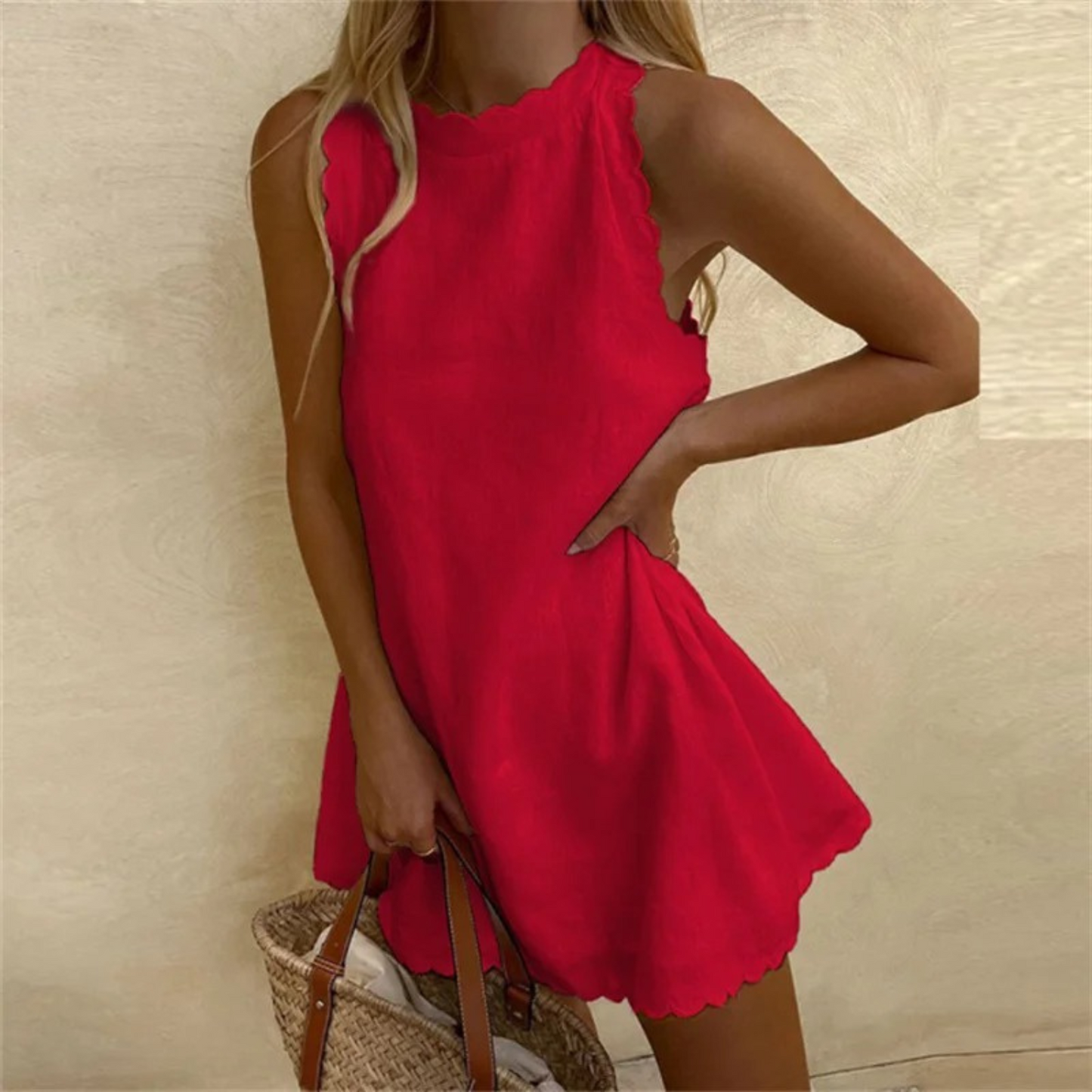 Moxley Mavelle™ | Exquisite Summer Linen Dress with Elegant Wavy Edges