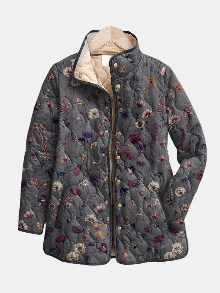 Moxley™ Luxe Quilted Jacket Adorned with Dried Floral Accents by Nathalie