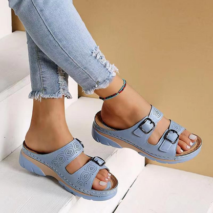 Moxley™ | Elara Soft-Step Buckle Mules