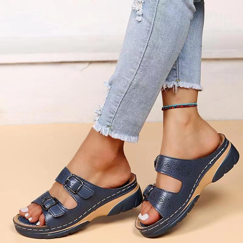 Moxley™ | Elara Soft-Step Buckle Mules