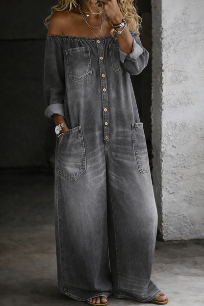 Elena | Jumpsuit with Off-the-Shoulder Design and Long Sleeves