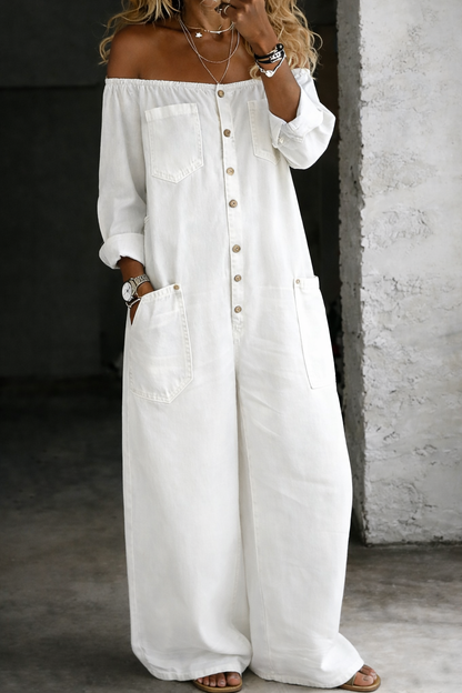 Elena | Jumpsuit with Off-the-Shoulder Design and Long Sleeves