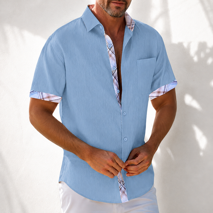 Moxley George™ | Linen Patchwork Plaid Shirt