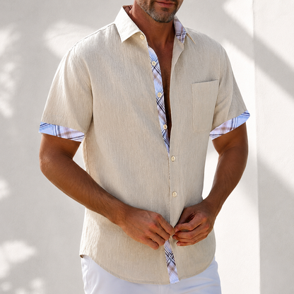 Moxley George™ | Linen Patchwork Plaid Shirt