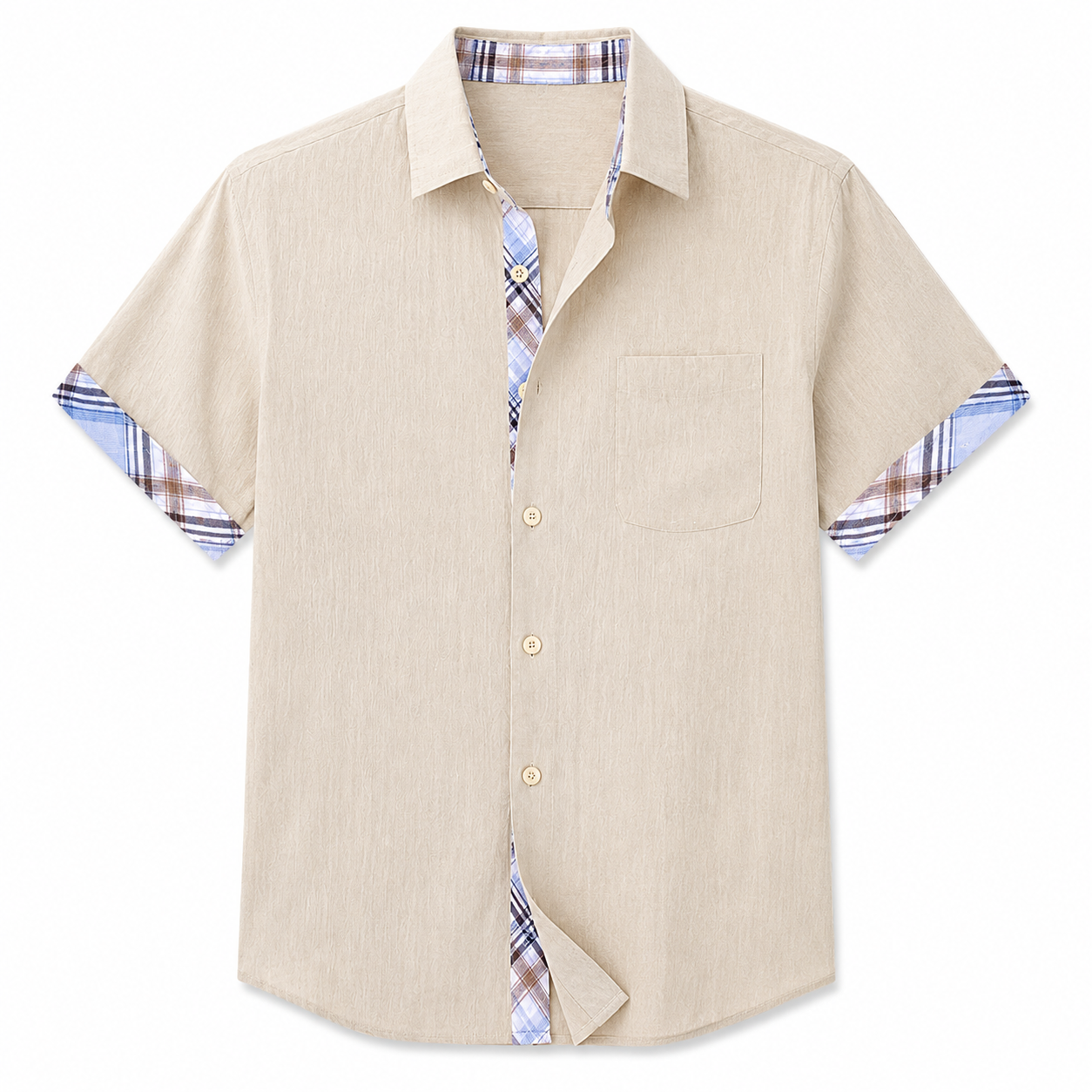 Moxley George™ | Linen Patchwork Plaid Shirt