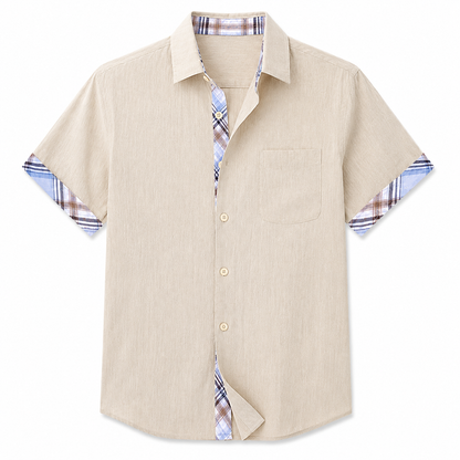Moxley George™ | Linen Patchwork Plaid Shirt