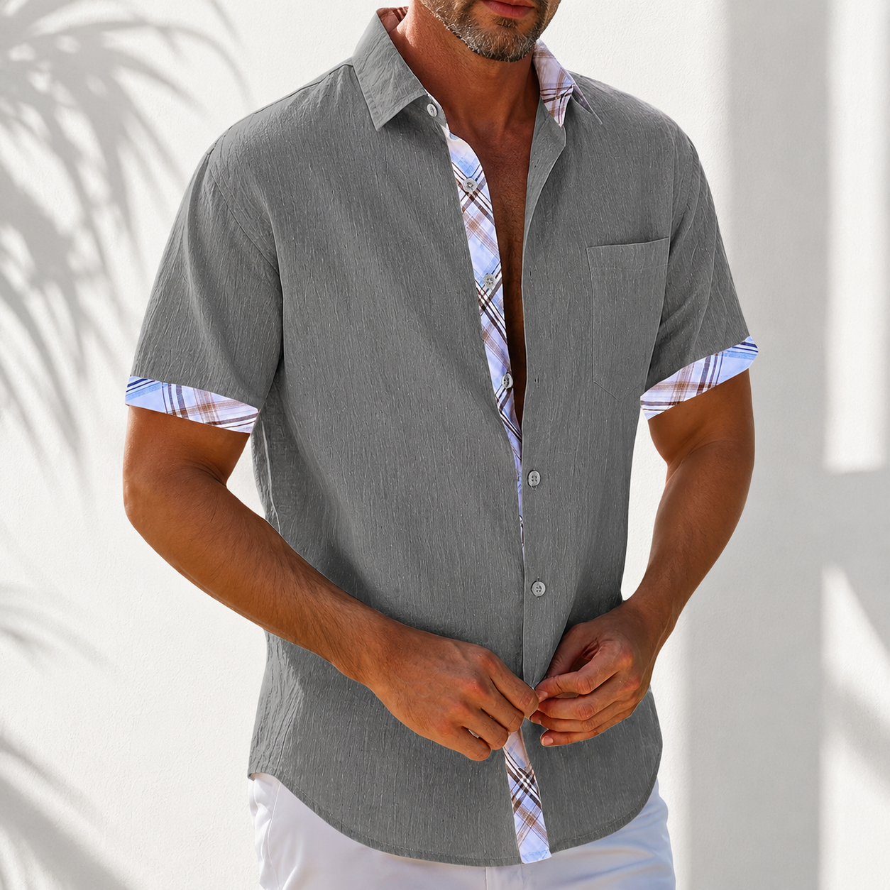 Moxley George™ | Linen Patchwork Plaid Shirt
