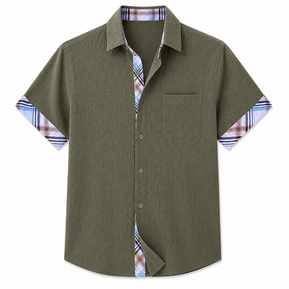 Moxley George™ | Linen Patchwork Plaid Shirt