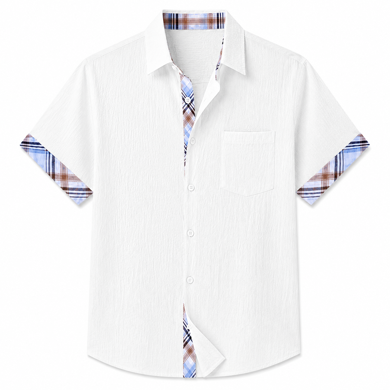 Moxley George™ | Linen Patchwork Plaid Shirt