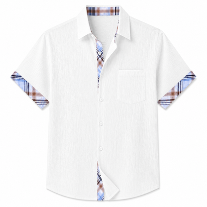 Moxley George™ | Linen Patchwork Plaid Shirt