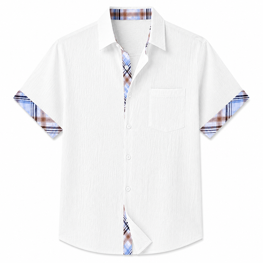 Moxley George™ | Linen Patchwork Plaid Shirt