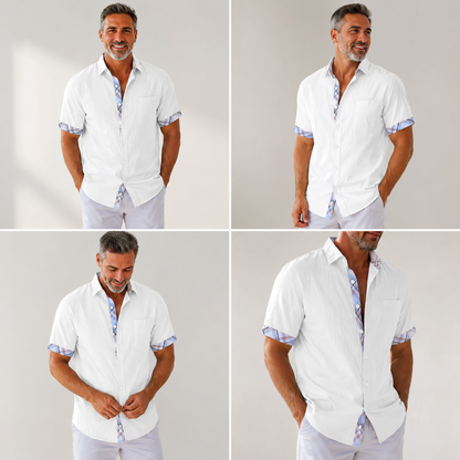 Moxley George™ | Linen Patchwork Plaid Shirt