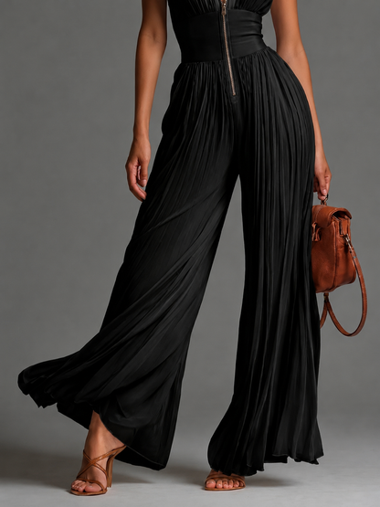 Moxley™ Jane │ Women's V-Neck Sleeveless Wide Leg Chiffon Jumpsuit