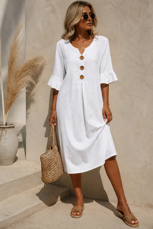 Moxley™ Emily | The Linen Kensington Button-Through Silhouette