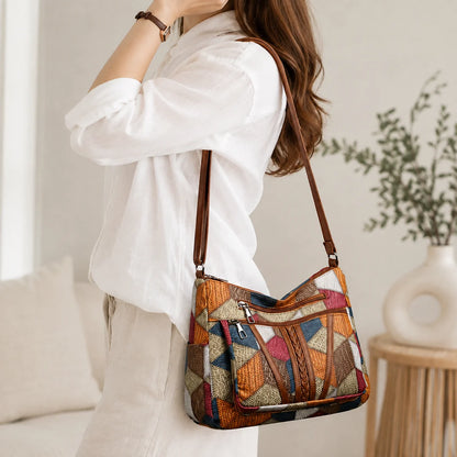 Moxley™ Angie |  Patchwork Leather Shoulder Bag