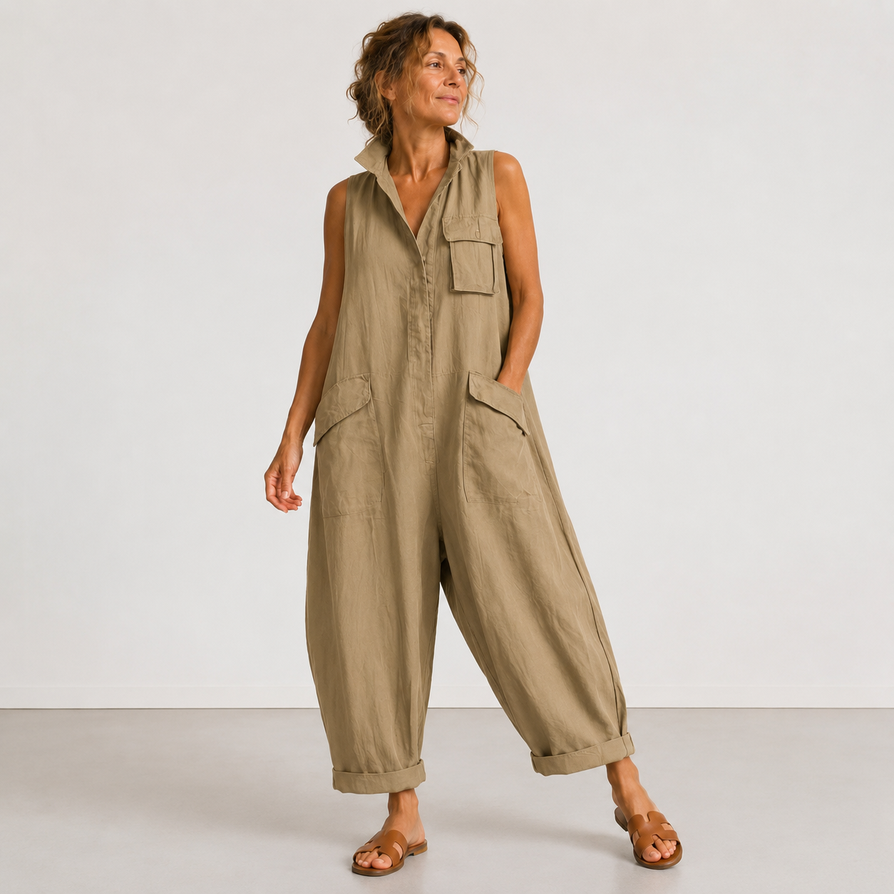 Moxley Helen™ | Sleeveless Linen Jumpsuit
