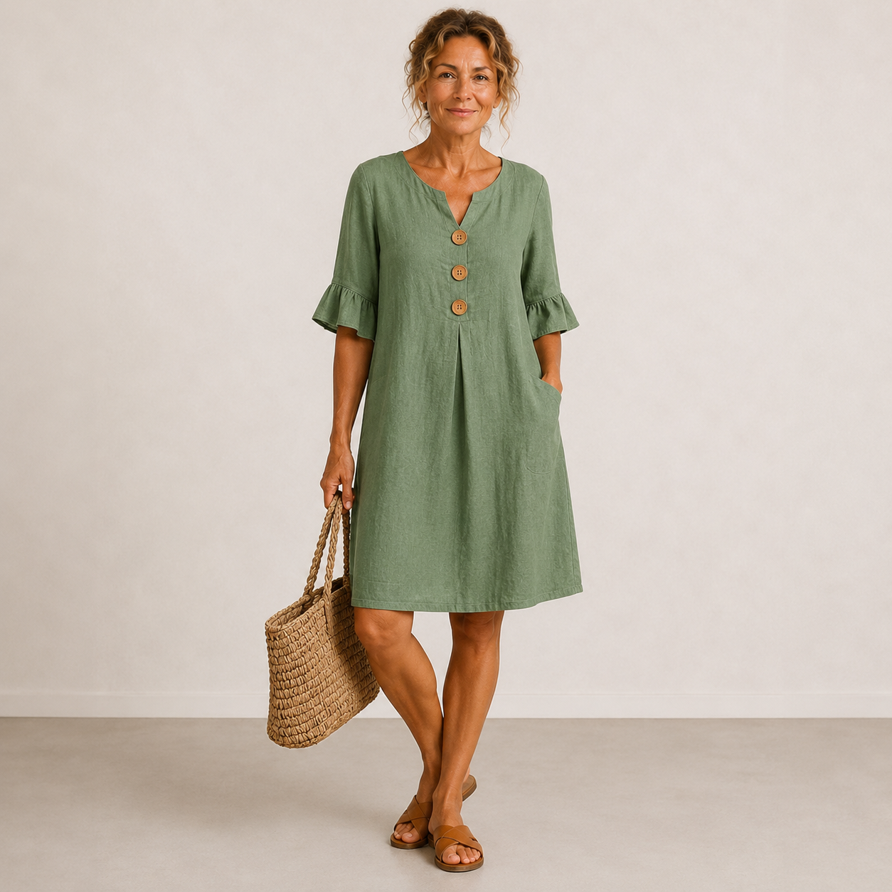 Moxley™ Emily | The Linen Kensington Button-Through Silhouette