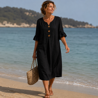 Moxley™ Emily | The Linen Kensington Button-Through Silhouette