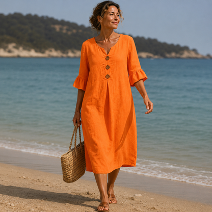 Moxley™ Emily | The Linen Kensington Button-Through Silhouette
